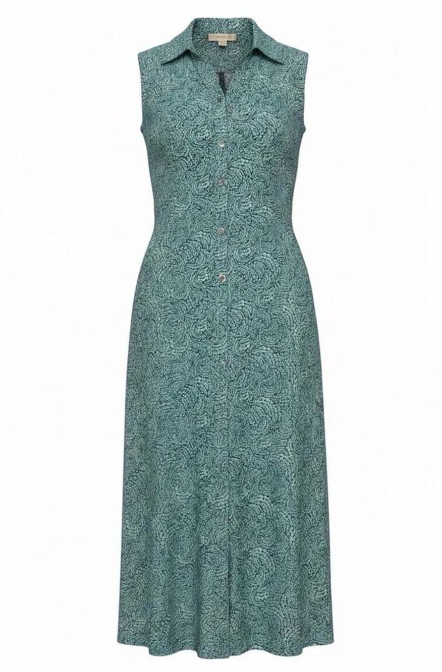 Michael Michael Kors Sleeveless Teal Paisley Maxi Shirt Dress Size Small
